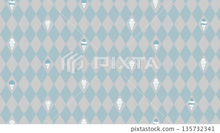 Ice cream diamond pattern background 16:9 handwritten blue 135732341