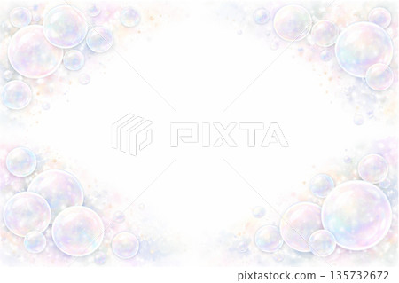 水彩風格的肥皂泡邊框，柔和的粉彩背景，留白空間 135732672