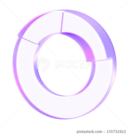 Minimalist 3D pie chart icon in purple glassmorphism style for data visualization and financial reporting. Featuring translucent segments to represent percentages and statistics in professional Minimalist 3D pie chart icon in purple glassmorphism style for data visualization and financial reporting. Featuring translucent segments to represent percentages and statistics in professional 135732922