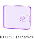 Elegant purple translucent 3D wallet icon in minimal glassmorphism style for digital payment and financial apps. Representing wealth and transaction security 135732925