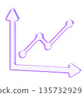 3D glassmorphism line graph icon with purple gradient representing business growth, data analysis, and financial success. 135732929