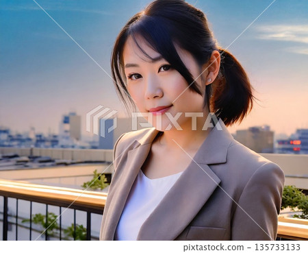 Businesswoman standing outdoors - Generative AI 135733133