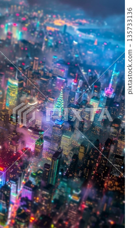 Night view of the big city from the observation deck 135733136