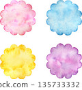 [Set material] Simple mini frame in the shape of a flower drawn in watercolor 135733332