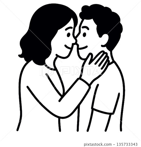 Couple love romance affection happy relationship together embrace smile intimacy are shown in this illustration of two people sharing loving moment expressing warmth and connection Couple love romance affection happy relationship together embrace smile intimacy are shown in this illustration of two people sharing loving moment expressing warmth and connection 135733343