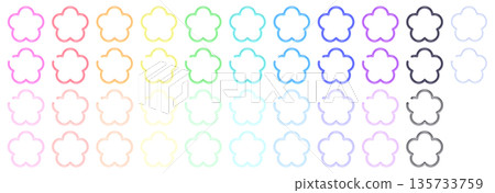 花卉圖示插畫集,霓虹玻璃紋理,柔和色調,花朵,多色 花卉圖示插畫集,霓虹玻璃紋理,柔和色調,花朵,多色 135733759