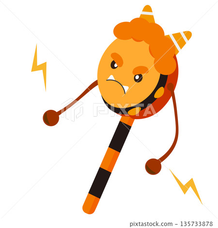 帶有惡魔圖案的電鼓插圖 帶有惡魔圖案的電鼓插圖 135733878