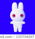 一隻胖胖的白色兔子，3D造型，紅眼睛，手辦風格 135734207