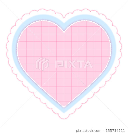 淡粉紅色心形蕾絲邊框,附網格圖案留言空間 淡粉紅色心形蕾絲邊框,附網格圖案留言空間 135734211