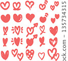 Set of red hearts 135734315