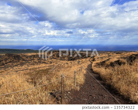 在伊豆大島三原山健行時看到的火山口蒸氣景象 在伊豆大島三原山健行時看到的火山口蒸氣景象 135734322