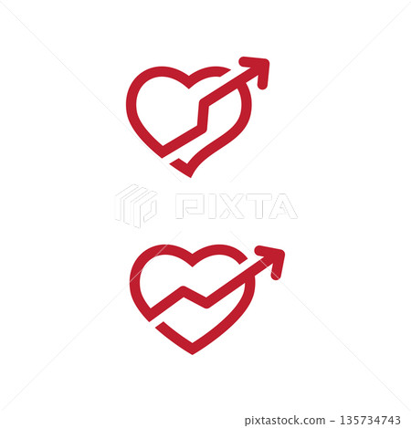 Heart Growth Arrow Icon logo design template 135734743