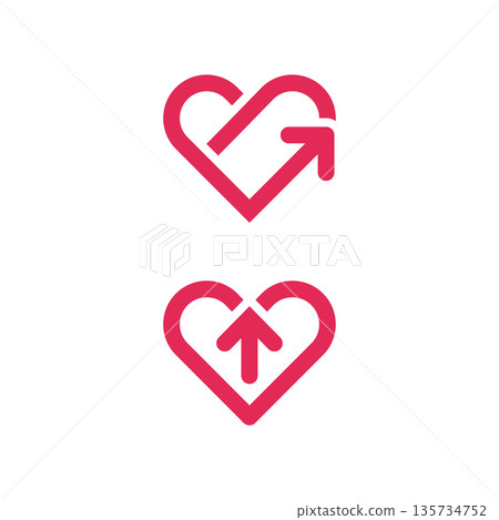 Heart Growth Arrow Icon logo design template 135734752