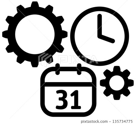 An icon that represents the automation of schedule management 135734775
