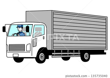 駕駛中型卡車的送貨司機 135735040