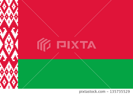 Waving flag of Belarus. Vector illustration of icon with red and green colors. Waving flag of Belarus. Vector illustration of icon with red and green colors. 135735529