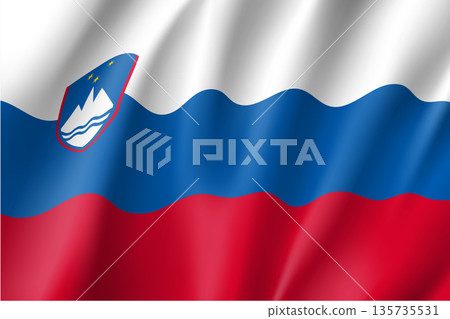 Slovenia national flag. Patriotic symbol in official country colors white, blue and red. Illustration of Sounhern European state flag. Vector icon Slovenia national flag. Patriotic symbol in official country colors white, blue and red. Illustration of Sounhern European state flag. Vector icon 135735531
