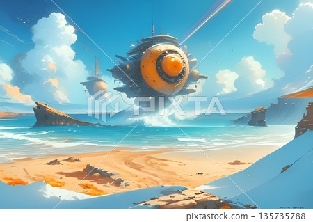 遊戲背景：一艘偵察飛艇飛越沙漠和冰山地帶。 135735788