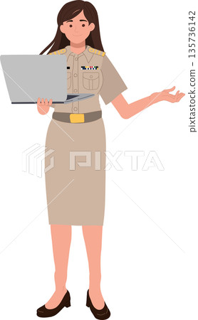 online learning elearning woman teacher in official uniform laptop presentation virtual classroom online learning elearning woman teacher in official uniform laptop presentation virtual classroom 135736142