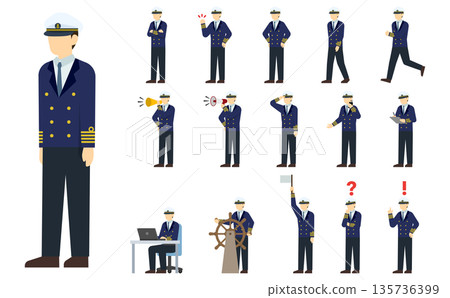 Flat illustration: Sailor set (winter) Flat illustration: Sailor set (winter) 135736399