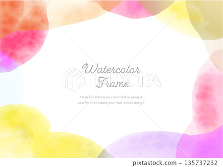 Natural curve colorful watercolor frame pink 135737232