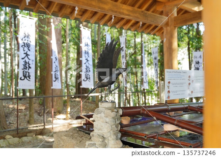 和歌山縣熊野本宮大社長津屋的八咫烏雕像 135737246