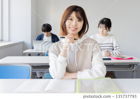 College students taking classes in the classroom 135737793