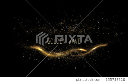 An isolated design element, an abstract, exquisite golden arc made of chaotic tinsel An isolated design element, an abstract, exquisite golden arc made of chaotic tinsel 135738328