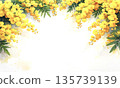 Watercolor-style yellow mimosa and white paper copy space AI-generated image 135739139