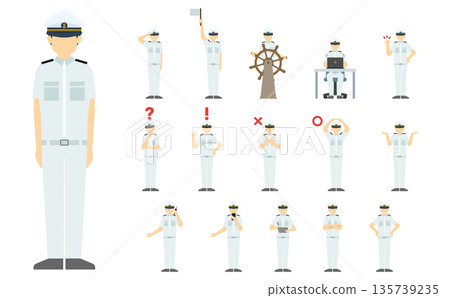 Flat illustration: Sailor front (white uniform) Flat illustration: Sailor front (white uniform) 135739235