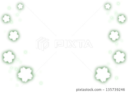綠色發光的櫻花和光粒子背景 135739246