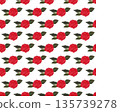A composition of bright red roses. Seamless pattern.  135739278