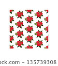 A composition of bright red roses. Seamless pattern.  135739308