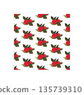 A composition of bright red roses. Seamless pattern.  135739310