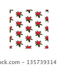 A composition of bright red roses. Seamless pattern.  135739314
