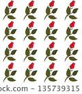 A composition of bright red roses. Seamless pattern.  135739315