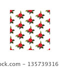 A composition of bright red roses. Seamless pattern.  135739316