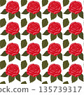 A composition of bright red roses. Seamless pattern.  135739317