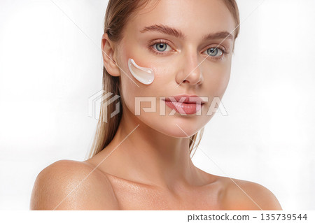 Portrait of Young Woman with Radiant Skin and Natural Beauty Aesthetic 135739544