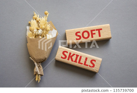 Soft skills symbol. Wooden blocks with words Soft skills. Beautiful grey background. Business and Soft skills concept. Copy space. Soft skills symbol. Wooden blocks with words Soft skills. Beautiful grey background. Business and Soft skills concept. Copy space. 135739700