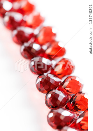 Beautiful teardrop-shaped natural stone beads with deep red garnet 135740291