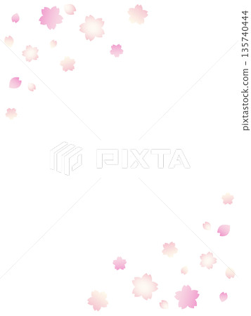 水彩邊框背景,櫻花花瓣飄落,直式版 水彩邊框背景,櫻花花瓣飄落,直式版 135740444