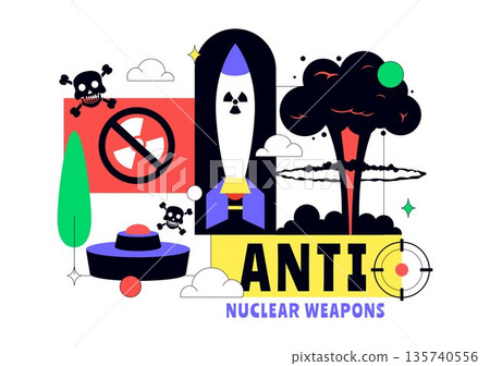 Anti Nuclear Weapons Protest Vector Illustration Featuring Global Peace, Disarmament Awareness, And Humanitarian Campaign Background Design Anti Nuclear Weapons Protest Vector Illustration Featuring Global Peace, Disarmament Awareness, And Humanitarian Campaign Background Design 135740556