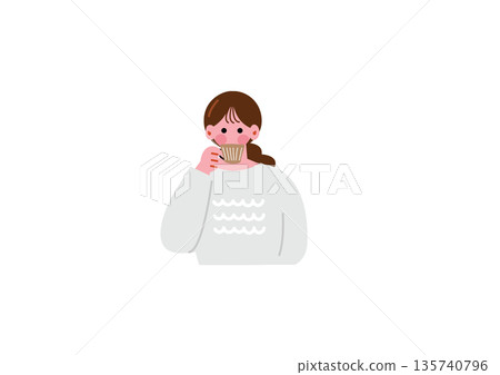 A woman drinking coffee 135740796
