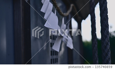 Paper streamers fluttering in the wind Paper streamers fluttering in the wind 135740859