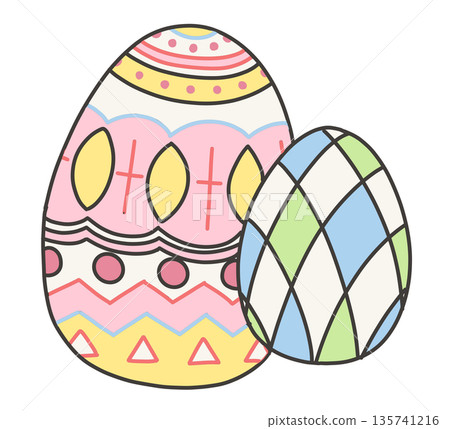 Illustration of large and small Easter eggs Illustration of large and small Easter eggs 135741216