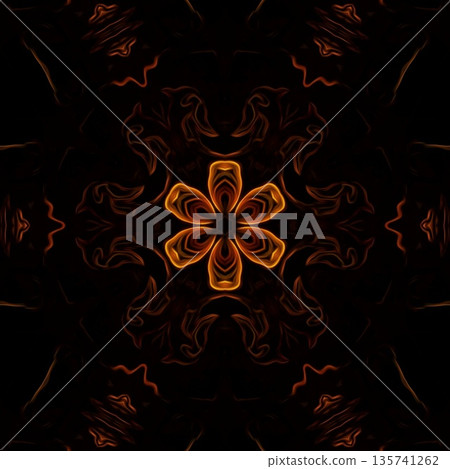 This design features an expressive flame pattern motif with flowing, fire-inspired forms that create a sense of movement and energy. The ornamentation blends dynamic curves with abstract styling 135741262