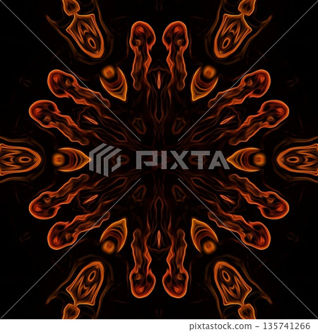 This design features an expressive flame pattern motif with flowing, fire-inspired forms that create a sense of movement and energy. The ornamentation blends dynamic curves with abstract styling 135741266