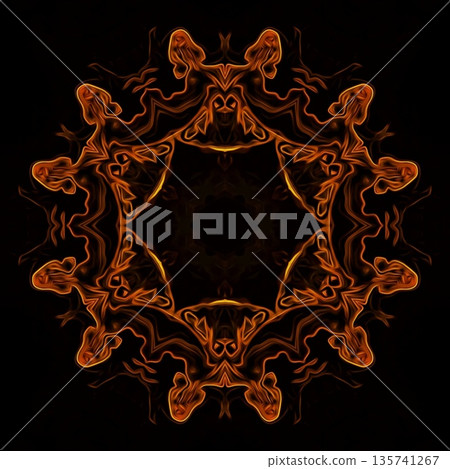 This design features an expressive flame pattern motif with flowing, fire-inspired forms that create a sense of movement and energy. The ornamentation blends dynamic curves with abstract styling 135741267