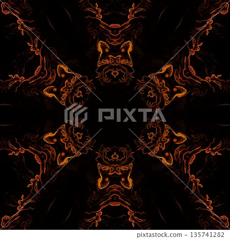 This design features an expressive flame pattern motif with flowing, fire-inspired forms that create a sense of movement and energy. The ornamentation blends dynamic curves with abstract styling 135741282